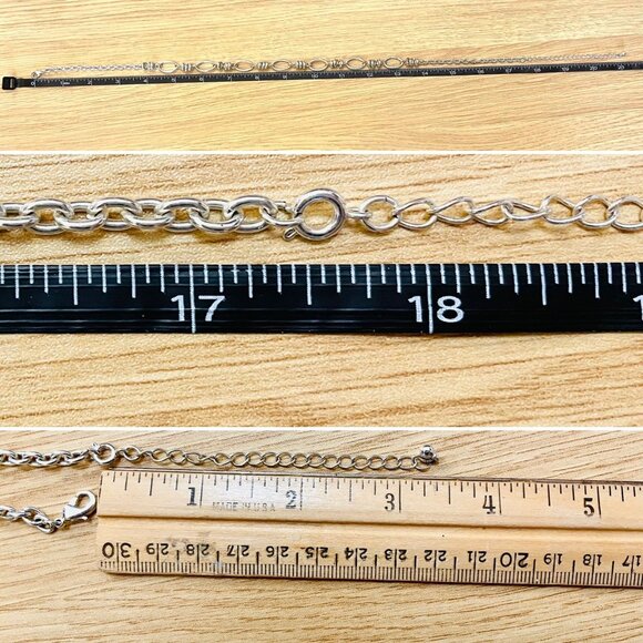 Vintage Inspired Silver Tone Chain Fashion Necklace With Decorative Links - Picture 6 of 7